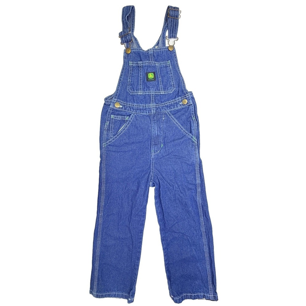 John Deere Toddler Denim Bib Overalls Size 6 Blue Carpenter 100% Cotton